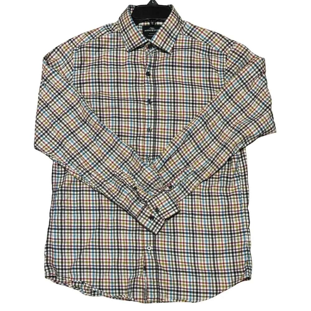 Rodd & Gunn Multi Color Check Button Down Sports‎ Fit Italian Fabric Mens Size M
